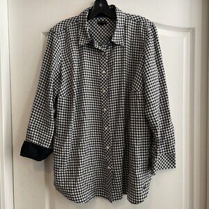 Talbots black and white gingham check button front shirt - Size 1X